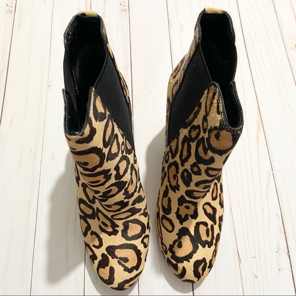 NIB SAM EDELMAN Case Nude Leopard Print Heel Boots Size 7.5 - Picture 3 of 5
